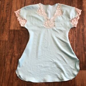 Vintage Victorias Secret Night Gown Union Made Small? Babydoll Blue Sexy Lace